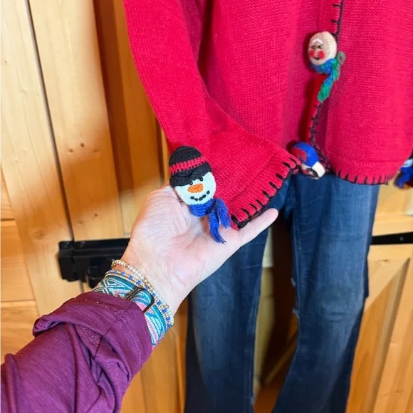 Vintage Lemon Grass ladies’ size XL Red Christmas Cardigan - Picture 2 of 9